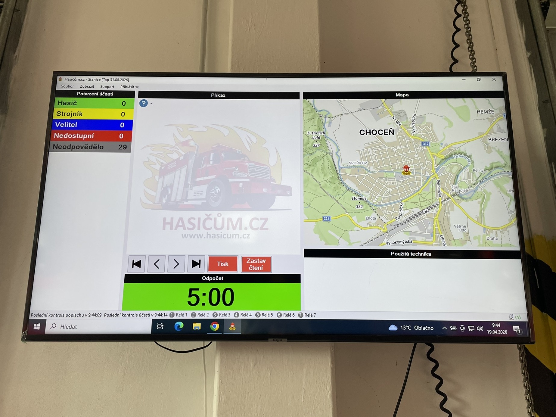 Televize se systémem Hasičům.cz